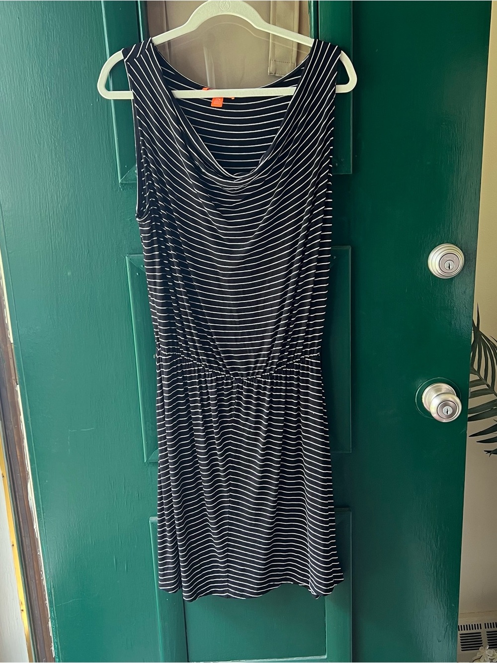 Joe Fresh Black and White Striped Sleeveless Midi Dress